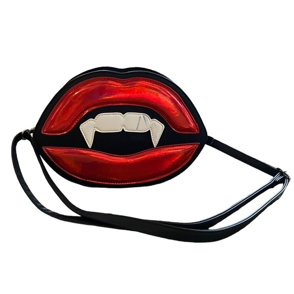 MAD Engine Vampire Fang Halloween  Crossbody Top Zip Bag with Adjustable Strap - Picture 3 of 5